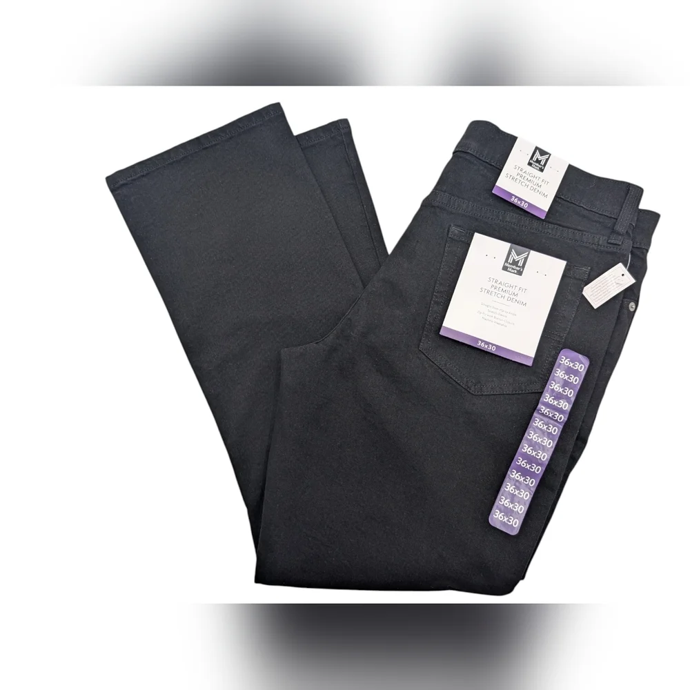 NWT Member's Mark Size 36x30 Men's Black Jeans 98% Cotton 2% Spandex